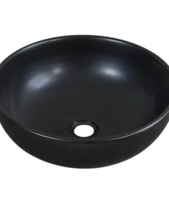 Chậu Lavabo Kanly SU512 Đặt Bàn Sứ Tròn Màu Đen 400mm