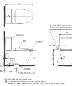 Bản vẽ kỹ thuật bàn cầu hai khối CS326DT10