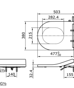 Bản vẽ kỹ thuật của Nắp rửa cơ TOTO TCW09SW