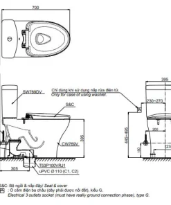 Bản vẽ 2d bàn cầu hai khối CS735DT10