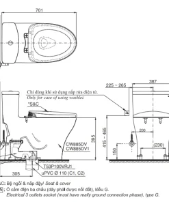 Bản Vẽ 2D Bàn Cầu 1 Khối MS885DE2
