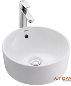 Chậu rửa mặt lavabo Inax L-295V (L295V) đặt trên bàn đá tròn 380 x 380