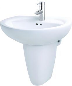 Chậu rửa mặt lavabo Caesar L2220/P2443 treo tường chân ngắn - Tuấn Đức