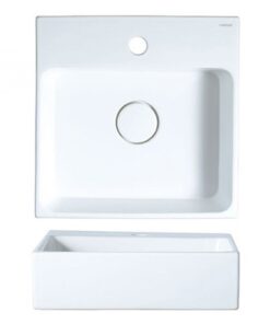 Chậu rửa mặt lavabo Caesar LF5257 đặt bàn đá vuông 400 x 400 mm