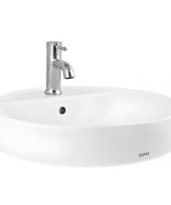 Chậu rửa mặt lavabo TOTO LT700CTR đặt trên bàn đá tròn 490mm