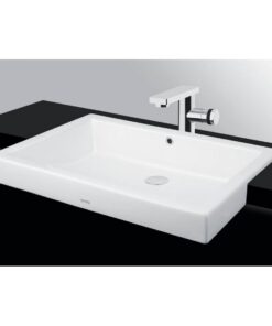 Chậu rửa mặt lavabo TOTO LW646JW/F#W bán âm bàn đá chữ nhật 600x400mm