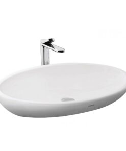 Chậu rửa mặt lavabo TOTO LW818JW/F#W đặt bàn đá oval 650x370mm
