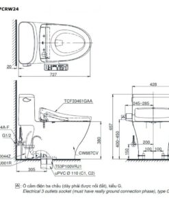 Bồn Cầu Điện Tử TOTO MS887RW24#XW Nắp Rửa Washlet TCF33461GAA S2