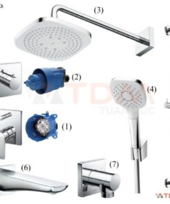 Bộ vòi hoa sen TOTO TBG04304BA/TBW02003A/TBW02005V/TBG02001B/TBV02103B âm tường xả chậu