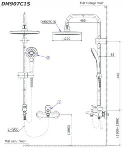 Bộ sen cây nhiệt độ TOTO TBV03429V/DGH108ZR/DM907C1S tắm đứng