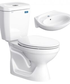 Bồn cầu Viglacera VI88 nắp êm V1102E bàn cầu 2 khối kèm lavabo VTL2